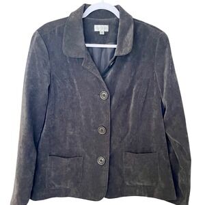 Studio Works Women's Size 16 Gray Corduroy 3 Button Blazer Jacket